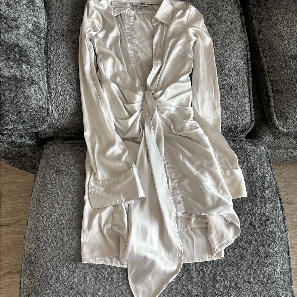 Fashion Nova white Mini Dress with Ruched Detail